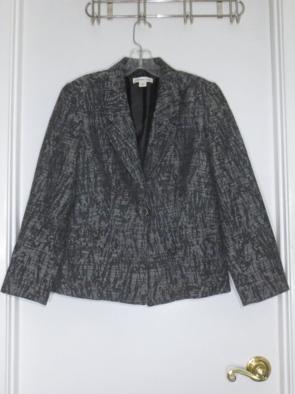 Coldwater Creek Blazer Jacket Black White Classic Career Tailored Style Size P8